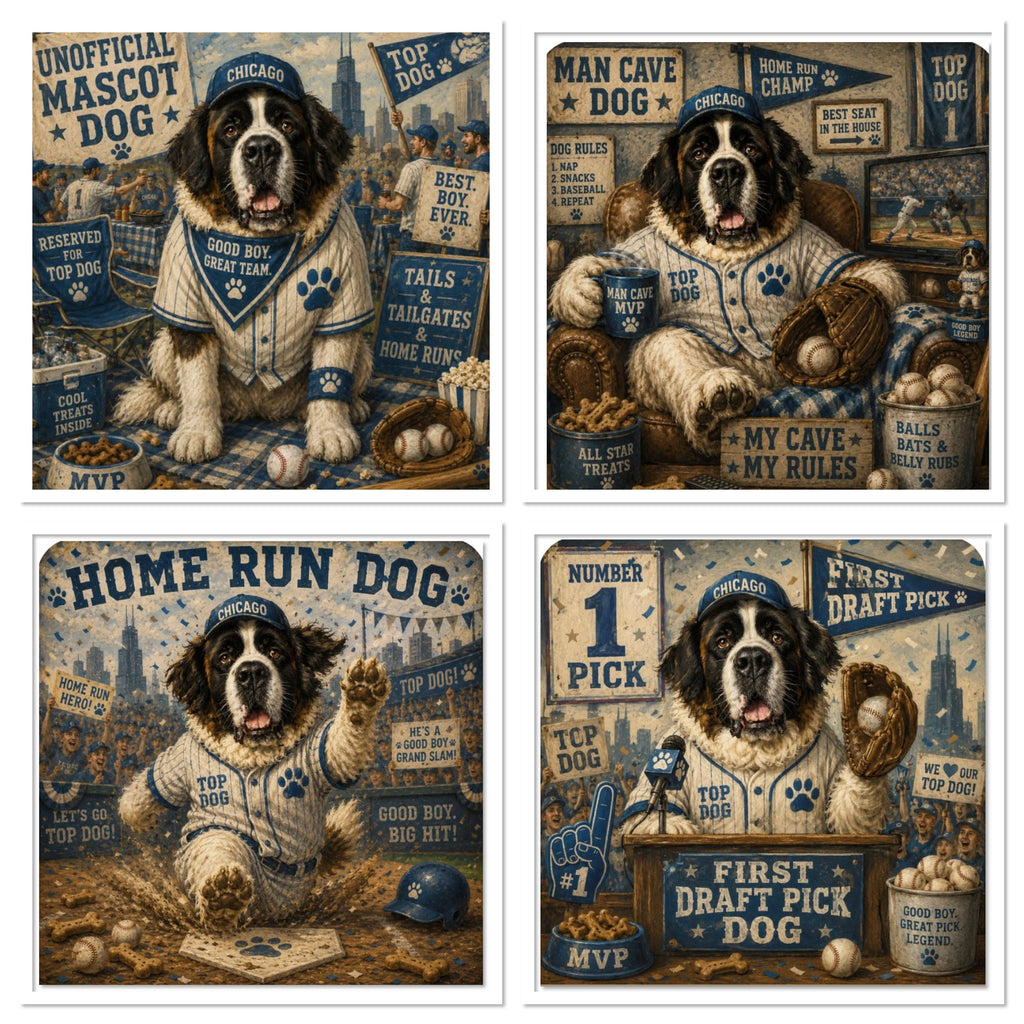 Baseball Dog 4 Pack Magnet - Custom