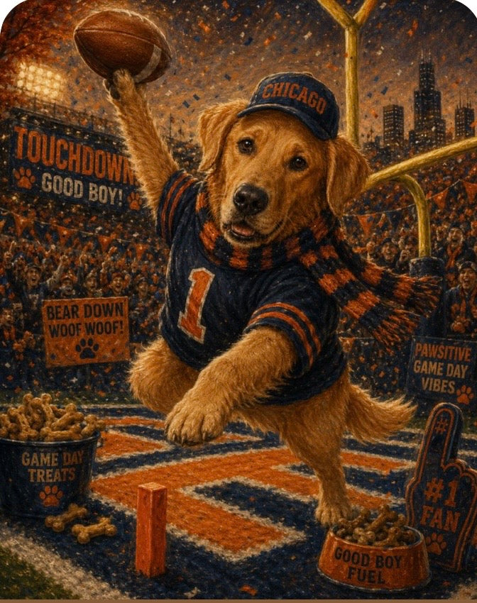 Football Dog 4 Pack Magnet - Custom
