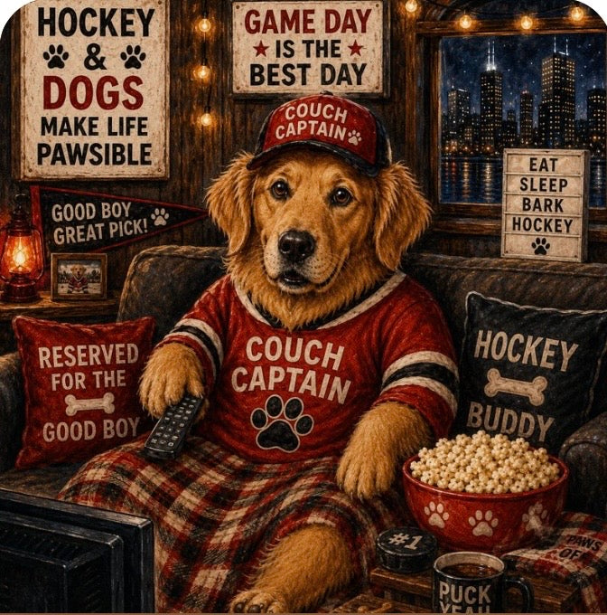 Hockey Dog 4 Pack Magnet/Pin Set - Custom