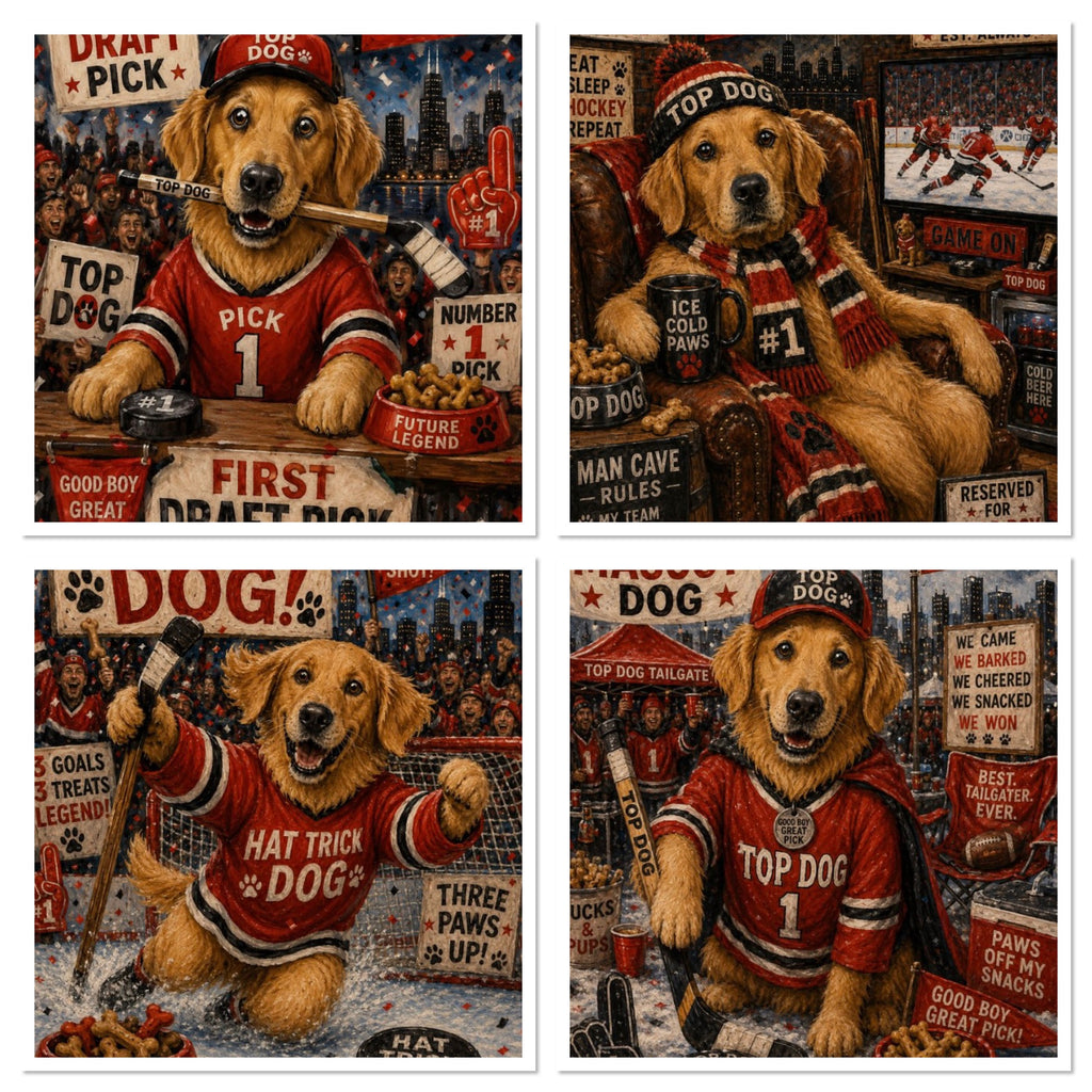 Hockey Dog 4 Pack Magnet Set - Custom