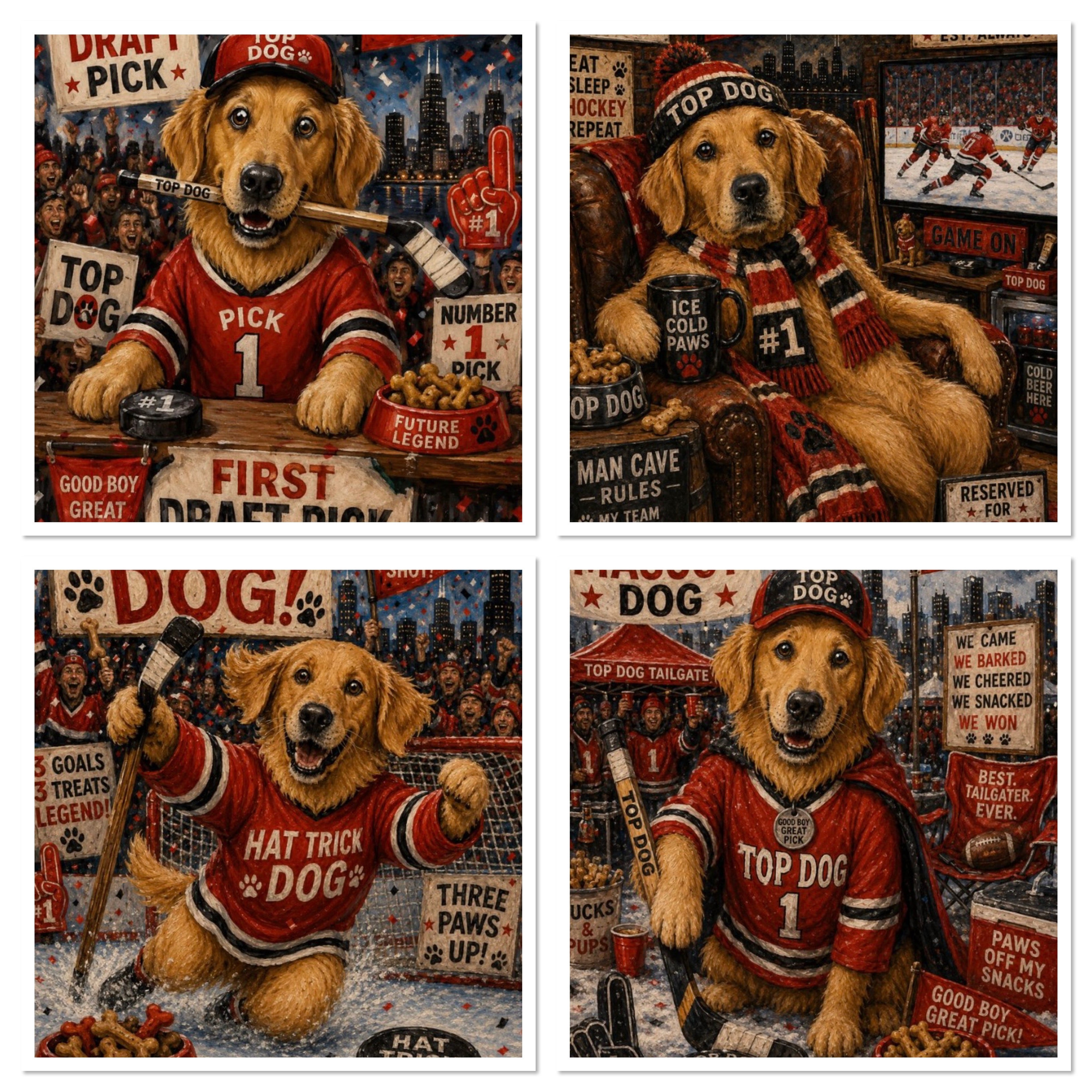 Hockey Dog 4 Pack Magnet Set - Custom
