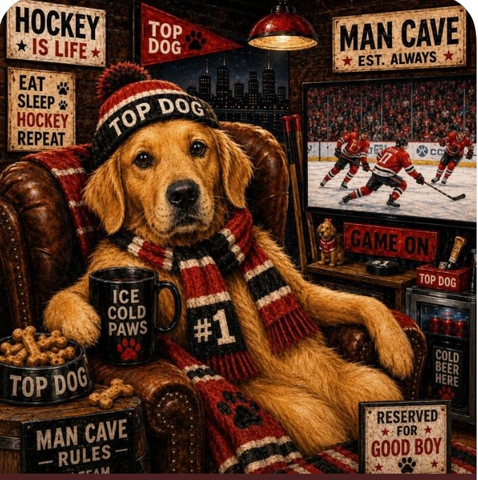 Hockey Dog 4 Pack Magnet/Pin Set - Custom